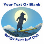 Beluga Point Surf Club Cutout<br><div class="desc">A digital rendering of a Black Bear surfing the cold waters of Alaska. Includes text reading "Beluga Point Surf Club." There is a place for you to add your own additional text. Knik Arm and Turnagain Arm, surrounding Anchorage, boast the second highest tides in North America after the Bay of...</div>