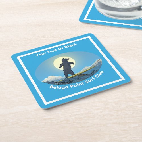 Beluga Point Surf Club Square Paper Coaster