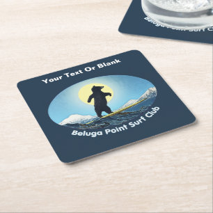 Beluga Point Surf Club Square Paper Coaster