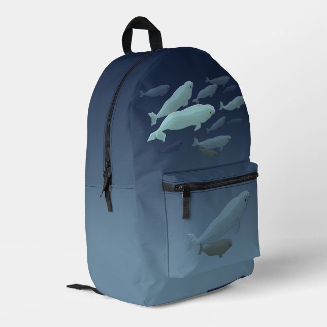 Beluga Whale Art Backpacks - Personalize (Back Corner Left)
