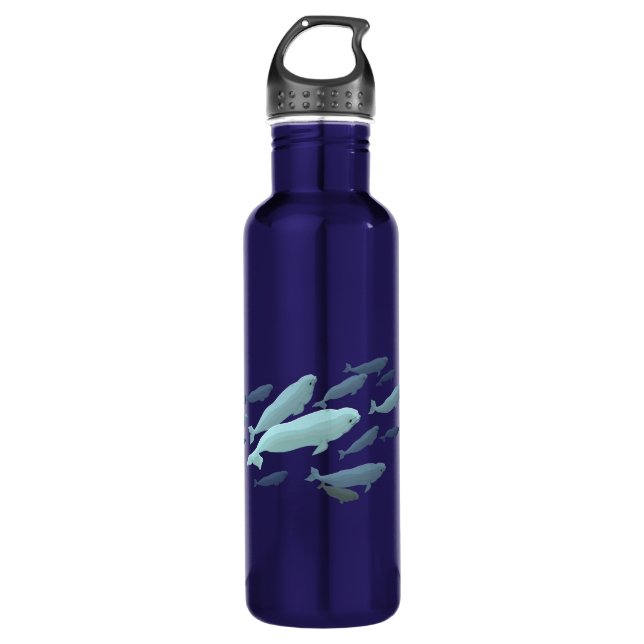 Beluga Whale Art Marine Life Stainless Steel Water Bottle (Front)