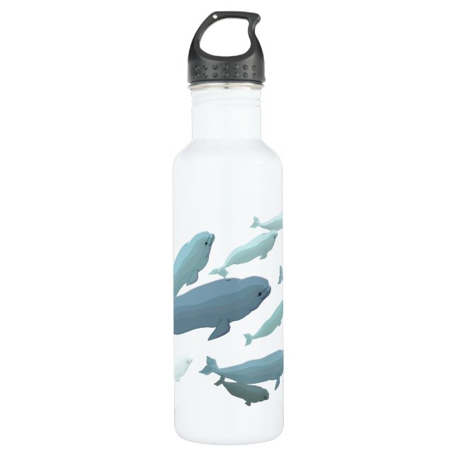 Beluga Whale Art Marine Life Water Bottle (Front)