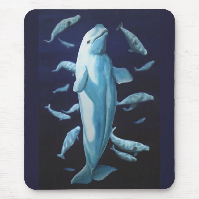 Beluga Whale Art Mousepad Whale Painting Decor (Front)