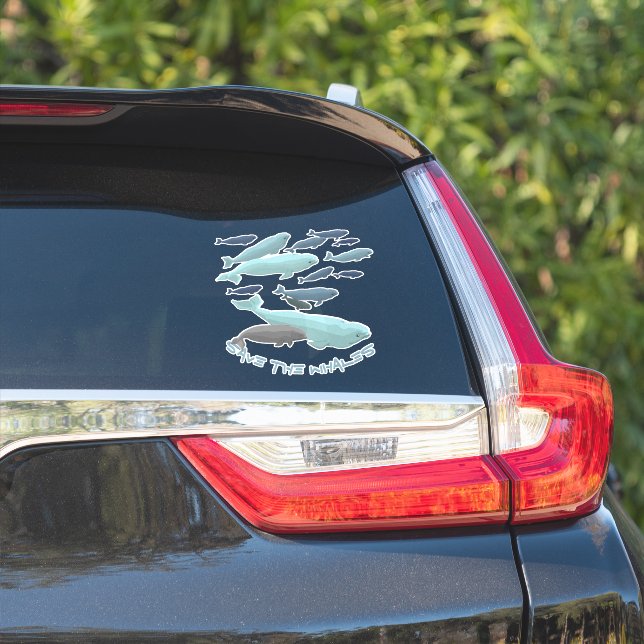 Beluga Whale Art Sticker Personalized Whale Decals (Car Side)