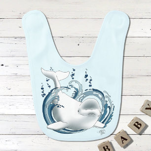 Beluga Whale Blue Baby Bib
