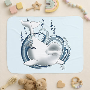 Beluga Whale Blue Baby Blanket