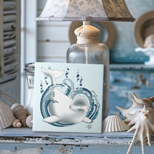 Beluga Whale Blue Ceramic Tile