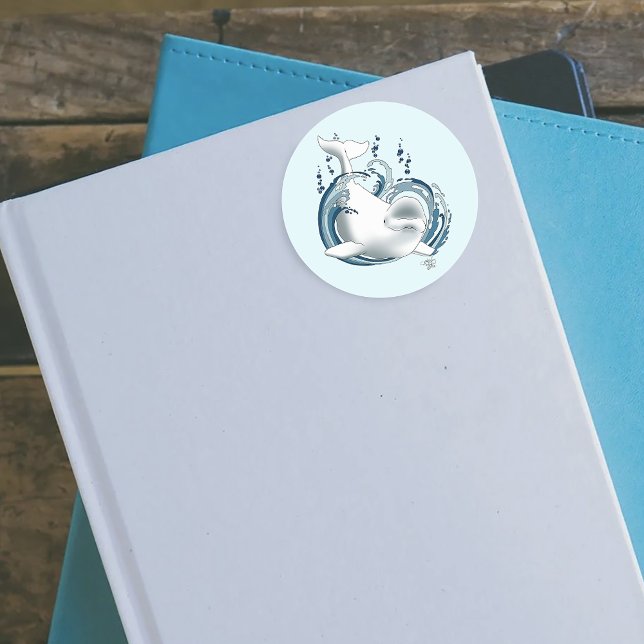 Beluga Whale Blue Classic Round Sticker (Creator Uploaded)