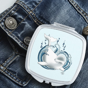 Beluga Whale Blue Compact Mirror