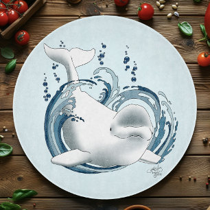 Beluga Whale Blue Cutting Board