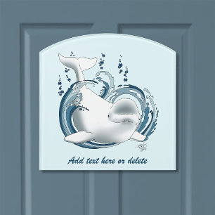 Beluga Whale Blue Door Sign