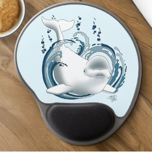 Beluga Whale Blue Gel Mouse Pad