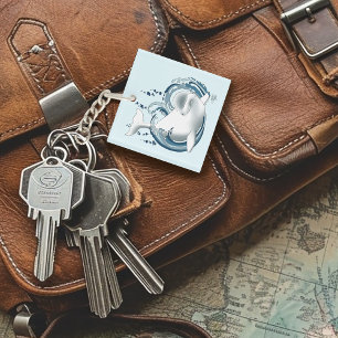 Beluga Whale Blue Keychain