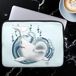 Beluga Whale Blue Laptop Sleeve