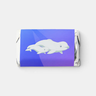 Beluga Whale Blue, Pink Arctic Ocean Baby Shower Hershey's Miniatures