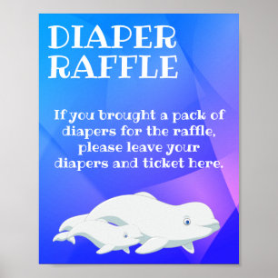 Beluga Whale Blue, Pink Arctic Ocean Baby Shower Poster