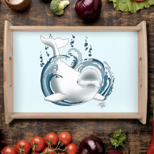 Beluga Whale Blue Serving Tray