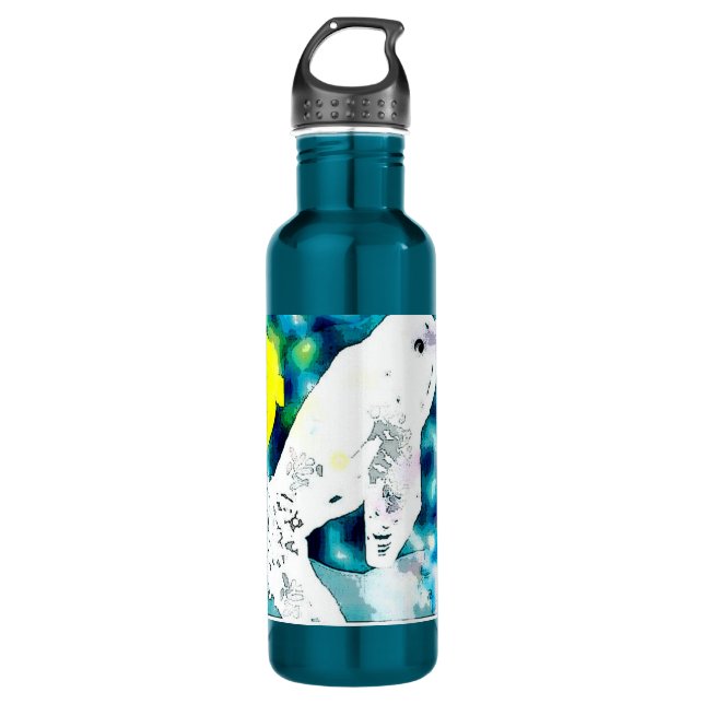 Beluga Whale blue Water Bottle (Front)