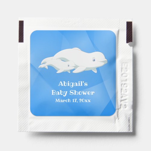 Beluga Whale Blue White Arctic Ocean Baby Shower Hand Sanitizer Packet