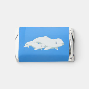 Beluga Whale Blue, White Arctic Ocean Baby Shower Hershey's Miniatures