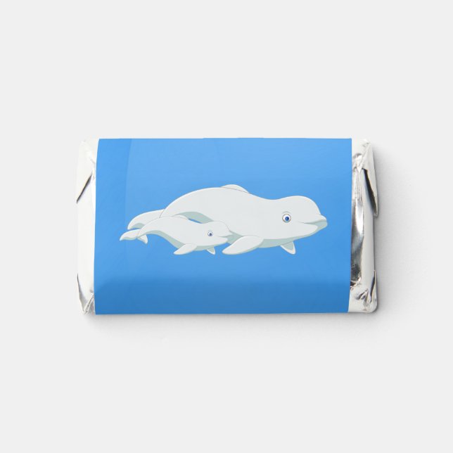 Beluga Whale Blue, White Arctic Ocean Baby Shower Hershey's Miniatures (Front)