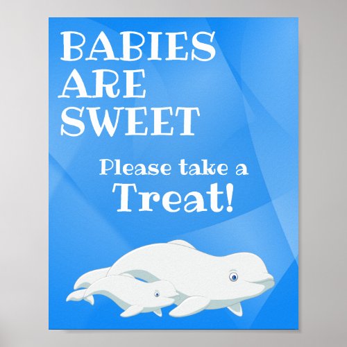 Beluga Whale Blue White Arctic Ocean Baby Shower Poster