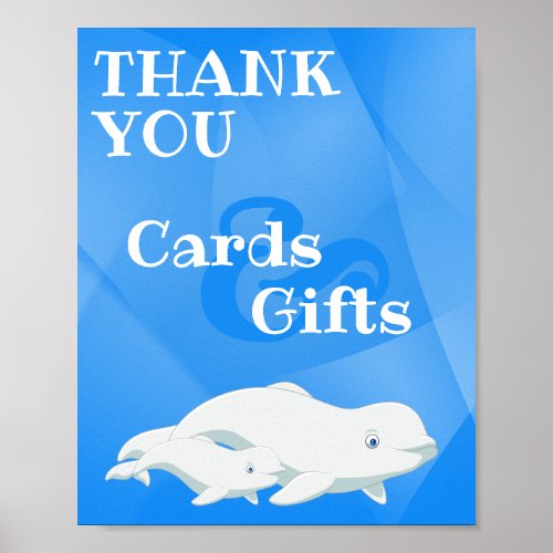 Beluga Whale Blue White Arctic Ocean Baby Shower Poster