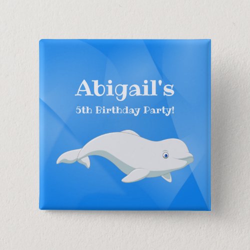 Beluga Whale Blue White Arctic Ocean Birthday Button