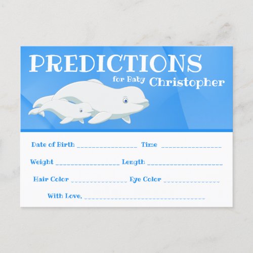 Beluga Whale Blue White Ocean Baby Predictions Postcard