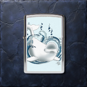 Beluga Whale Blue Zippo Lighter