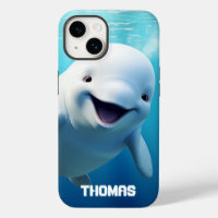 Beluga Whale Cartoon Blue Green Arctic Ocean 