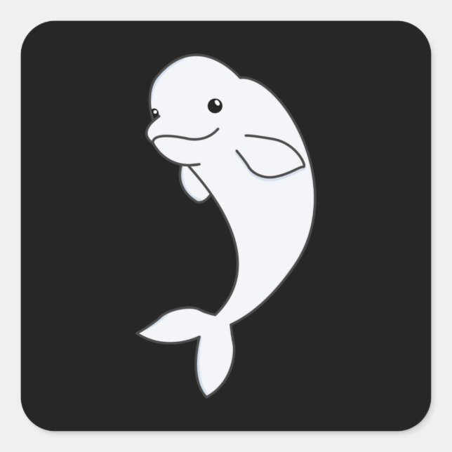 Beluga Whale Cute Animals For Kids Square Sticker (Front)