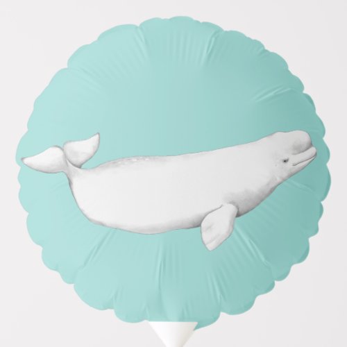 Beluga Whale Illustration Whale Lover Gift Blue  Balloon