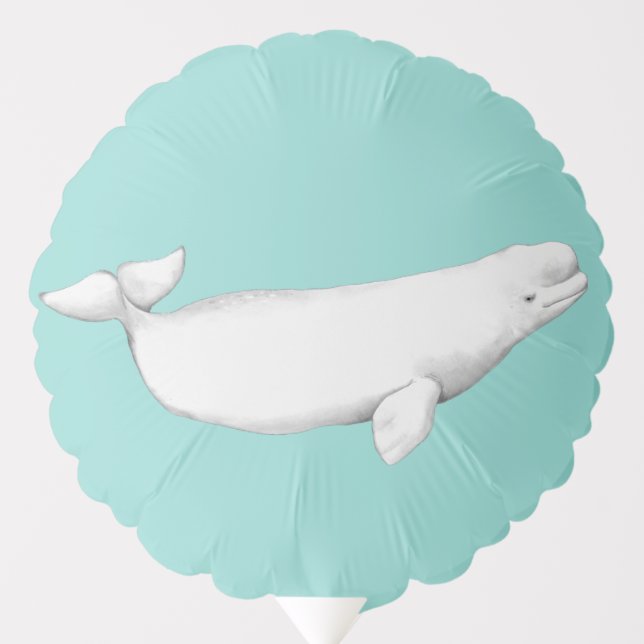 Beluga Whale Illustration Whale Lover Gift Blue  Balloon (Front)