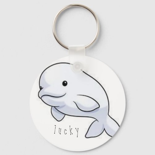 beluga whale lucky charm keychain