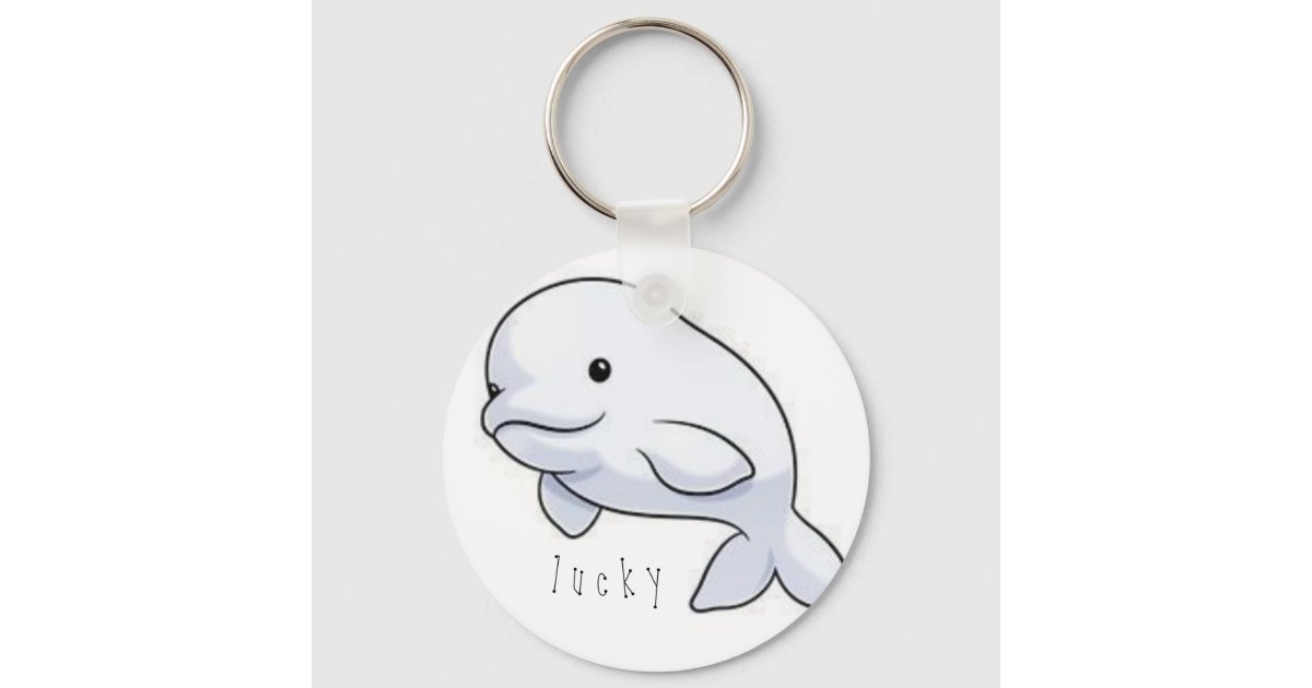 beluga whale lucky charm keychain Zazzle