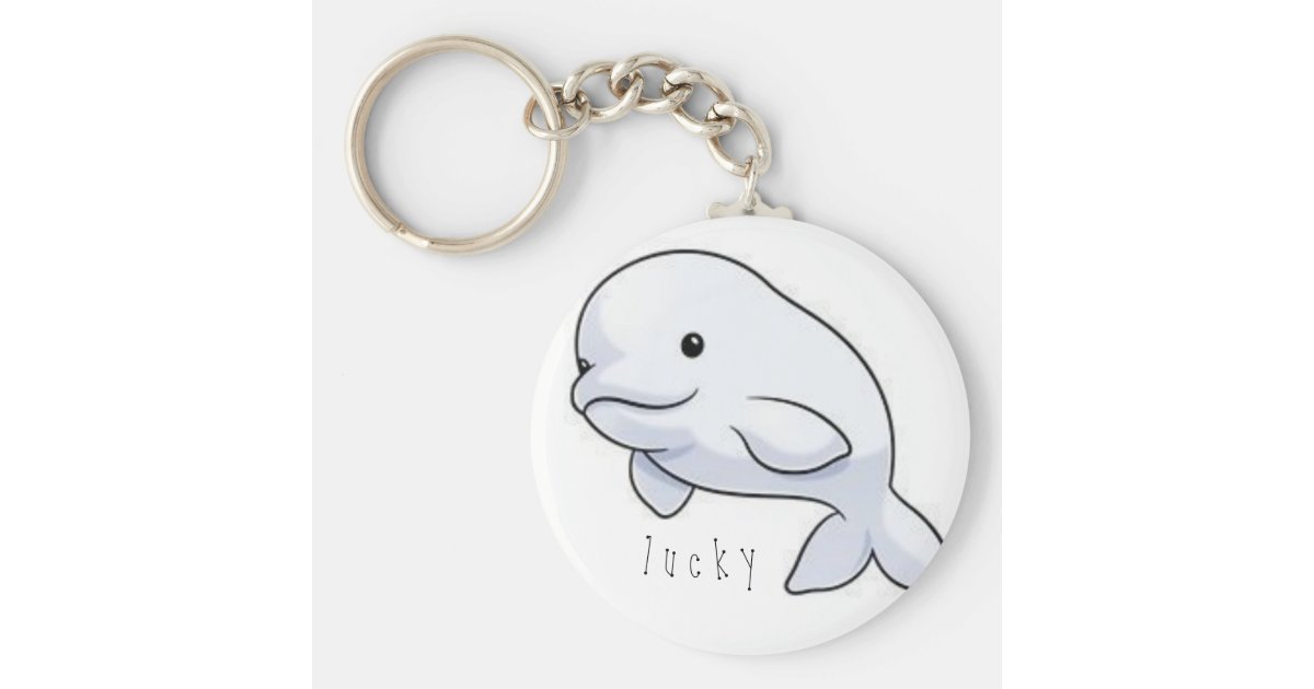 beluga whale lucky charm keychain