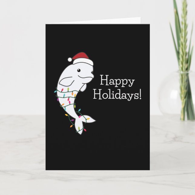 Beluga Whale Merry Christmas Winter Animals Whales Card (Front)