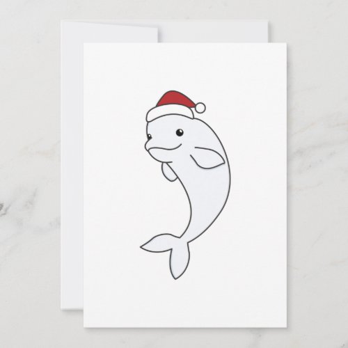 Beluga Whale Merry Christmas Winter Animals Whales Holiday Card