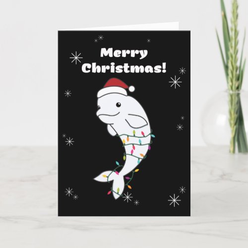 Beluga Whale Merry Christmas Winter Animals Whales Holiday Card