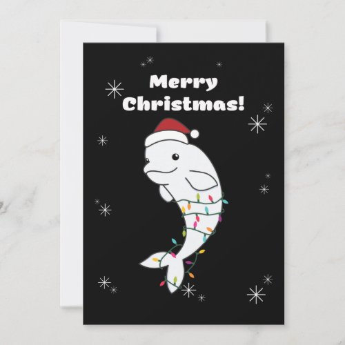 Beluga Whale Merry Christmas Winter Animals Whales Holiday Card