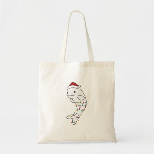 Beluga Whale Merry Christmas Winter Animals Whales Tote Bag