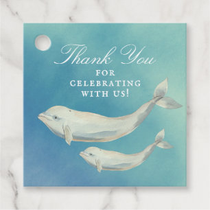 Beluga Whale Mom and Calf Baby Shower Favor Tags