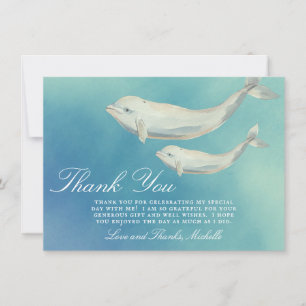 Beluga Whale Mom and Calf Baby Shower Thank You Card