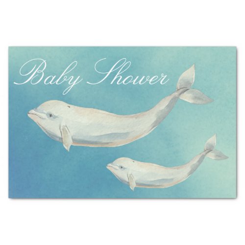 Beluga Whale Mom and Calf Baby Shower Tissue Paper