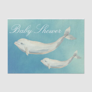 Beluga Whale Mom and Calf Baby Shower Tissue Paper