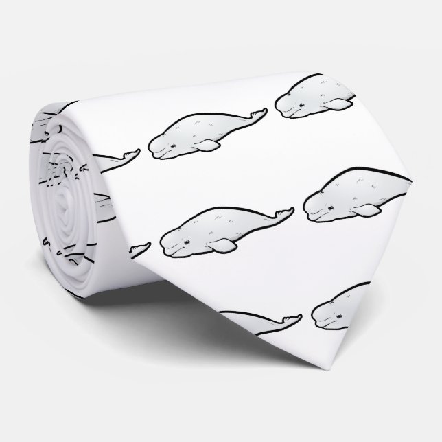 Beluga Whale Neck Tie (Rolled)