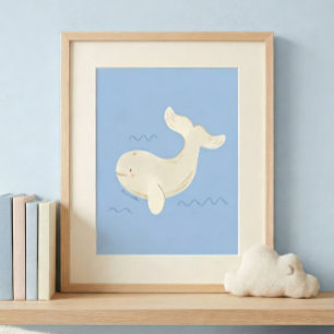 Beluga Whale Nursery Art Print Go With the Flow