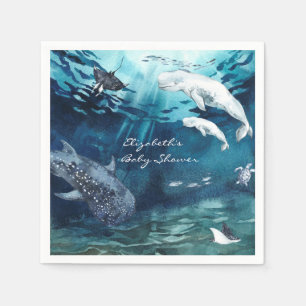 Beluga Whale   Ocean Baby Shower Napkins