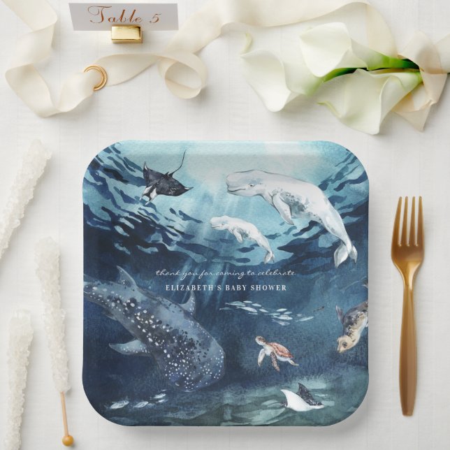 Beluga Whale | Ocean Baby Shower Paper Plates (Wedding)